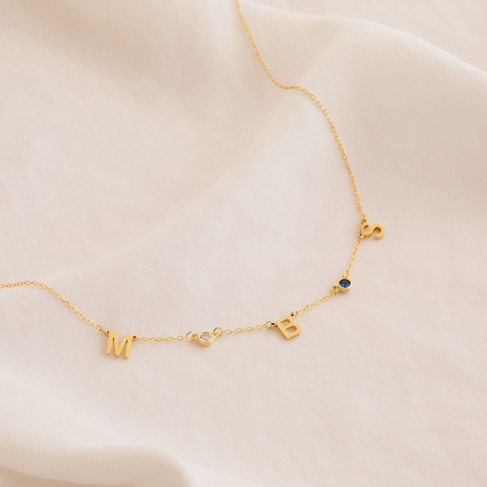 Personalized Birthstone Letter Necklace